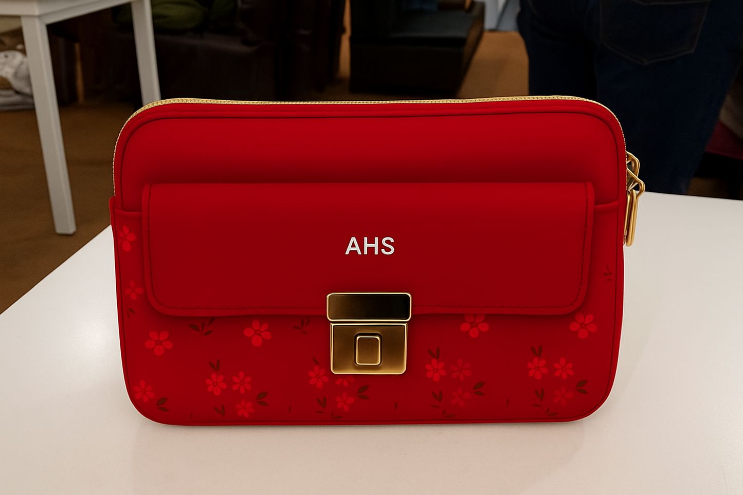 Elegant Mint Pastel Crossbody Bag with Floral Pattern ZTS-CR086