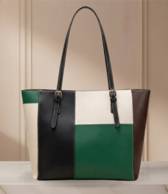 Chic Multi-Color Patchwork Structured Tote Bag ZTS-CR-052