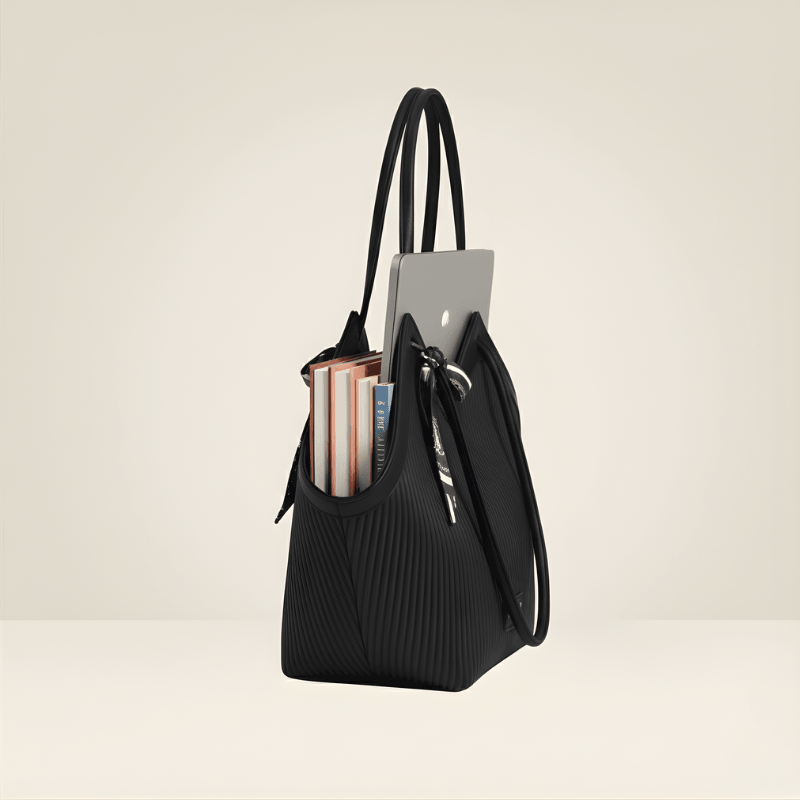 Luxury Ribbon-Accent Pleated Tote Bag (ZTS-CR-045)