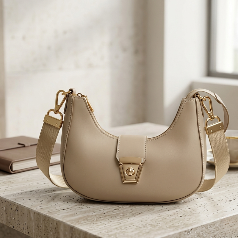 Premium Textured Crossbody Bag with Gold-Tone Lock | Trendy Casual Handbag ZTS-CR-170