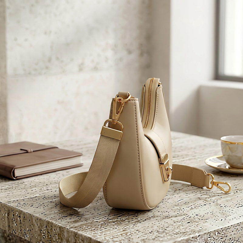 Premium Textured Crossbody Bag with Gold-Tone Lock | Trendy Casual Handbag ZTS-CR-170