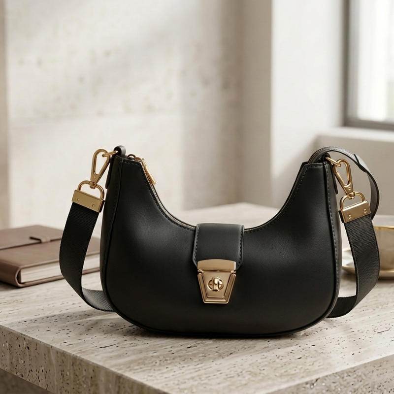 Premium Textured Crossbody Bag with Gold-Tone Lock | Trendy Casual Handbag ZTS-CR-170