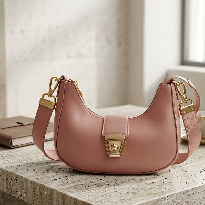 Premium Textured Crossbody Bag with Gold-Tone Lock | Trendy Casual Handbag ZTS-CR-170