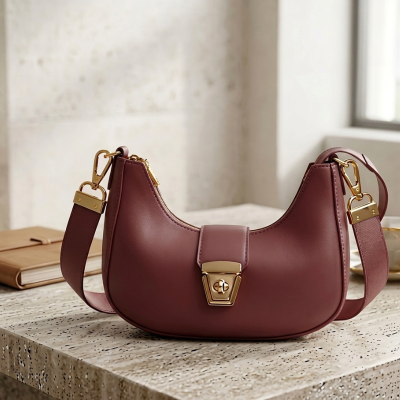Premium Textured Crossbody Bag with Gold-Tone Lock | Trendy Casual Handbag ZTS-CR-170