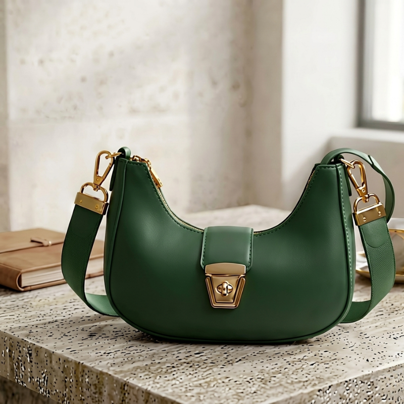 Premium Textured Crossbody Bag with Gold-Tone Lock | Trendy Casual Handbag ZTS-CR-170