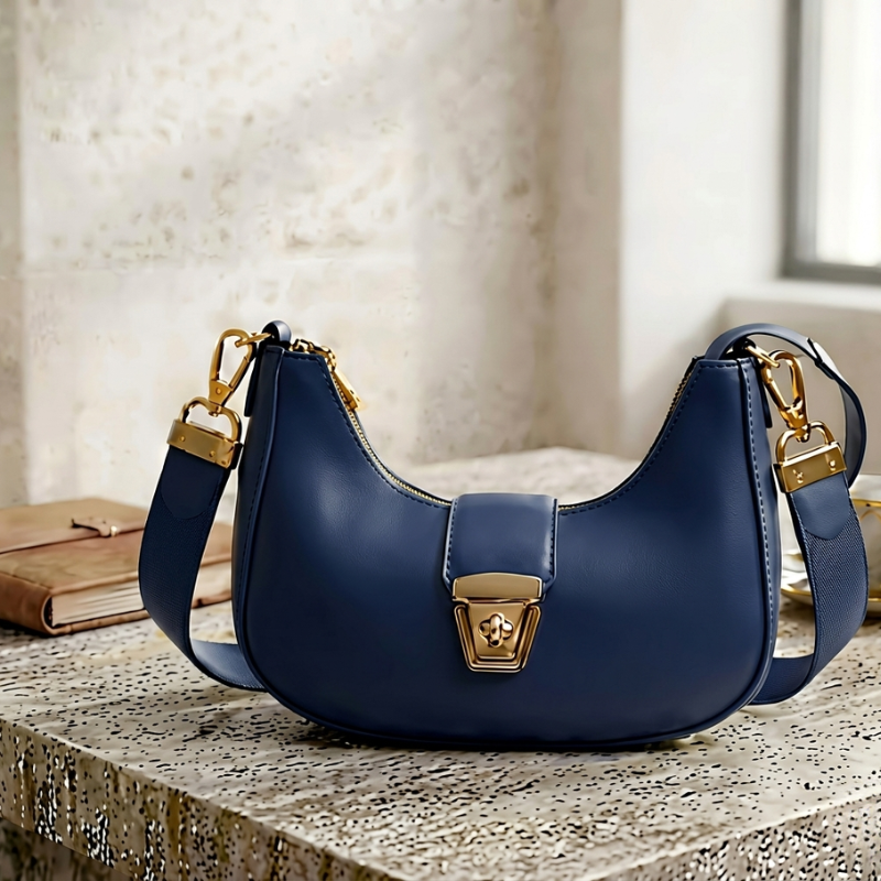 Premium Textured Crossbody Bag with Gold-Tone Lock | Trendy Casual Handbag ZTS-CR-170