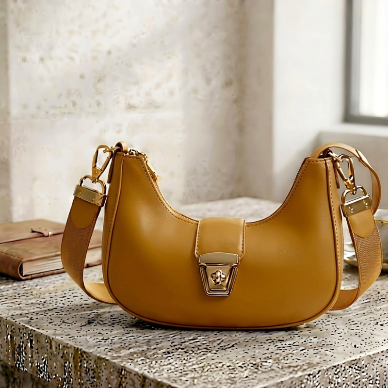 Premium Textured Crossbody Bag with Gold-Tone Lock | Trendy Casual Handbag ZTS-CR-170