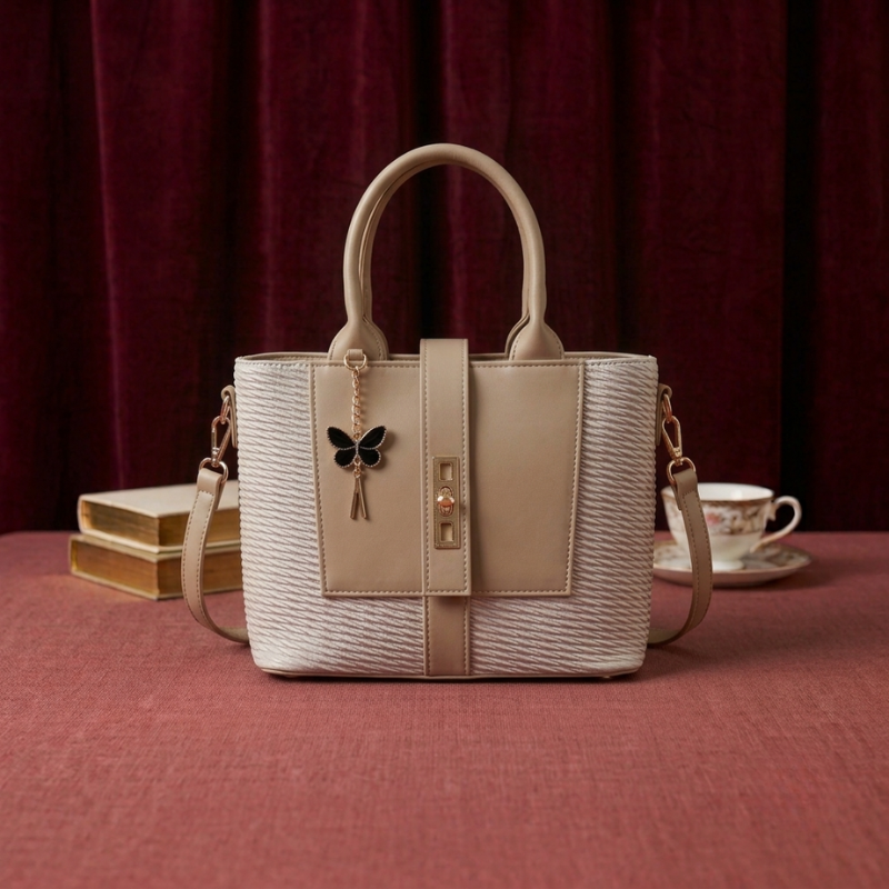 Premium Texture Butterfly Charm Handbag for Women – Elegant Lilac & Pink Tote ZTS-CR-171