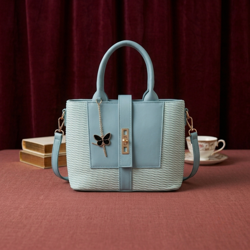 Premium Texture Butterfly Charm Handbag for Women – Elegant Lilac & Pink Tote ZTS-CR-171