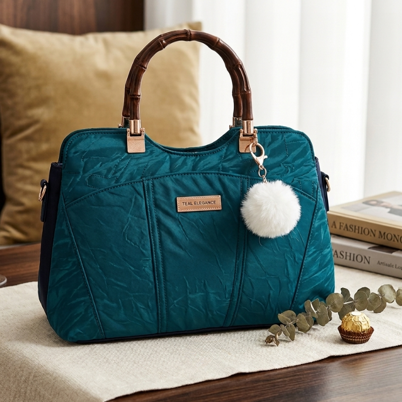 Luxury Ladies Handbag – Premium Teal Blue Quilted Shoulder Bag for Women ZTS-CR-172