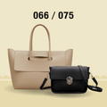 Elegant 2-Piece Handbag Collection: Beige Oversized Tote + Deep Red Sling Bag 066 / 075