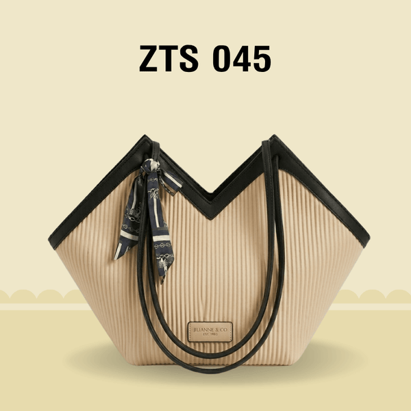 Luxury Ribbon-Accent Pleated Tote Bag (ZTS-CR-045)