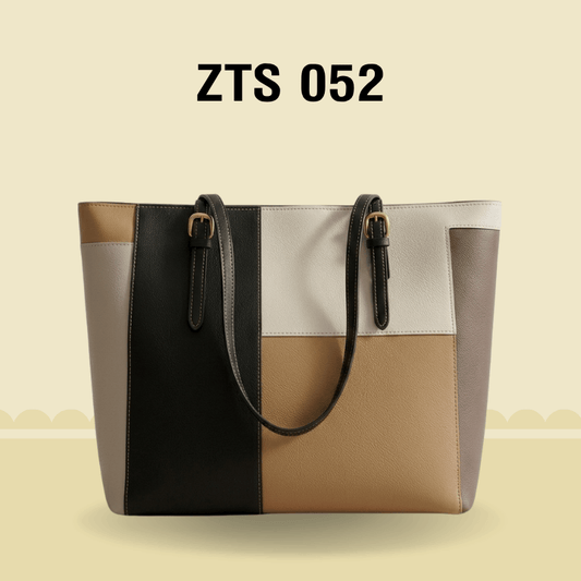 Chic Multi-Color Patchwork Structured Tote Bag ZTS-CR-052