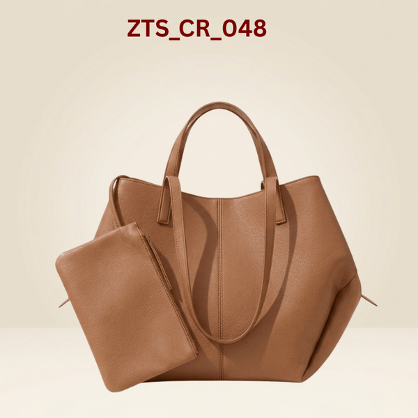 Spacious Tan Fox-Leather Everyday Shoulder Bag ZTS-CR-048