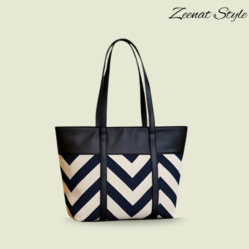 Chevron Detail Tote Bag with Faux Leather Finish ZTS-CR-061