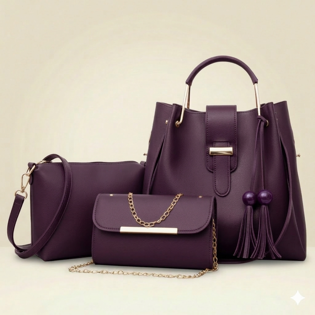 Tote, Crossbody & Clutch Premium 3-Piece Women's Handbag Set ZTS-CR-019