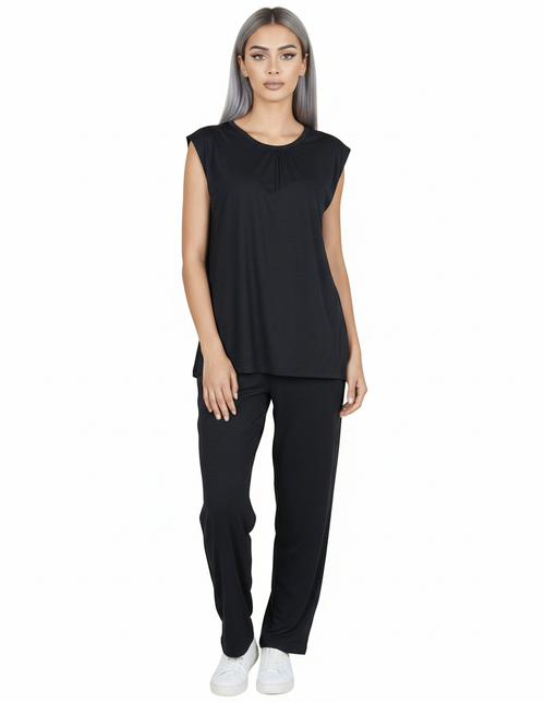 2 PIECE Cotton Viscose CAPRI PAJAMA SET -JET BLACK