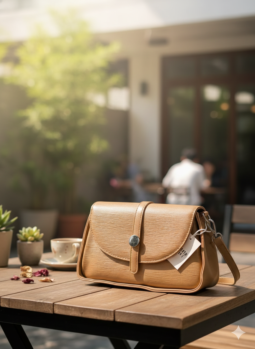 Elegant Mud Brown Faux Leather Shoulder Bag ZTS-CR-101