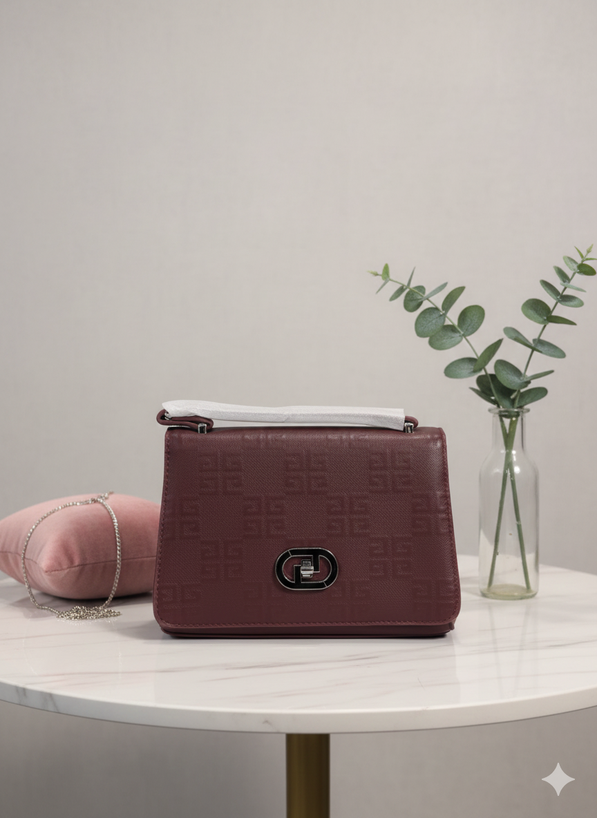 Elegant Monogram Embossed Beige Handbag ZTS_CT-095