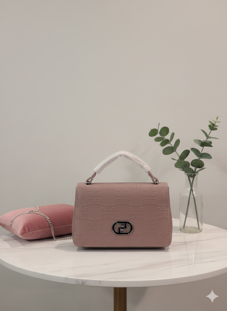 Elegant Monogram Embossed Beige Handbag ZTS_CT-095