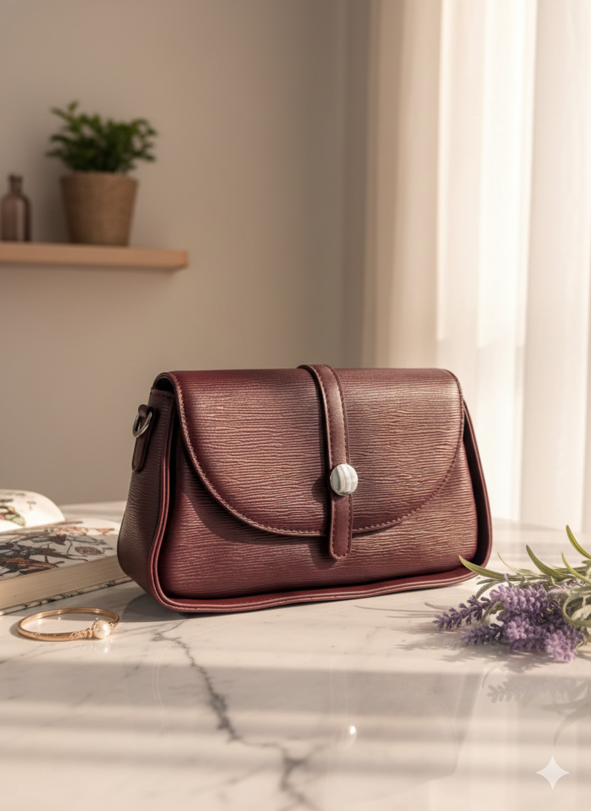 Elegant Mud Brown Faux Leather Shoulder Bag ZTS-CR-101