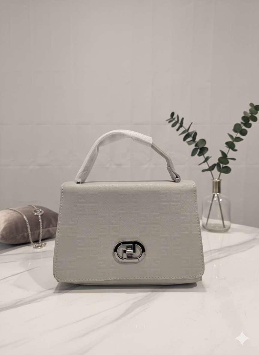 Elegant Monogram Embossed Beige Handbag ZTS_CT-095