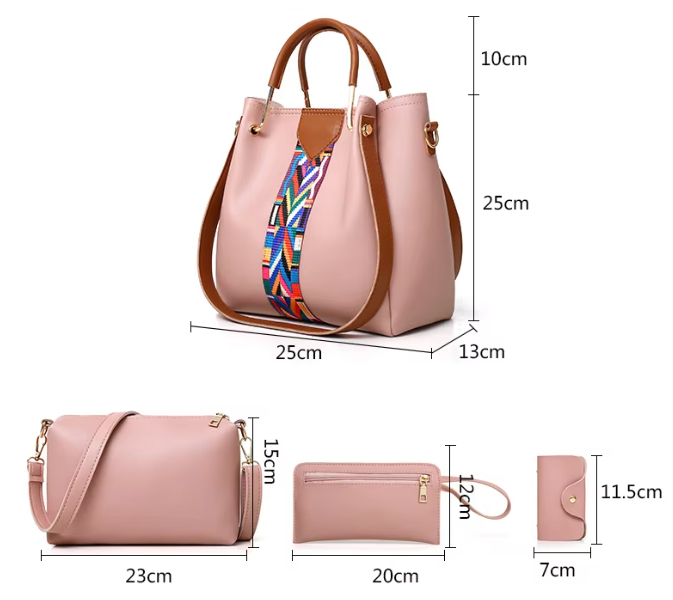 Women's Handbags 4-Piece Set with Zipper Closure ZTS-CR-003
