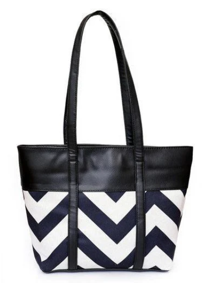 Chevron Detail Tote Bag with Faux Leather Finish ZTS-CR-061