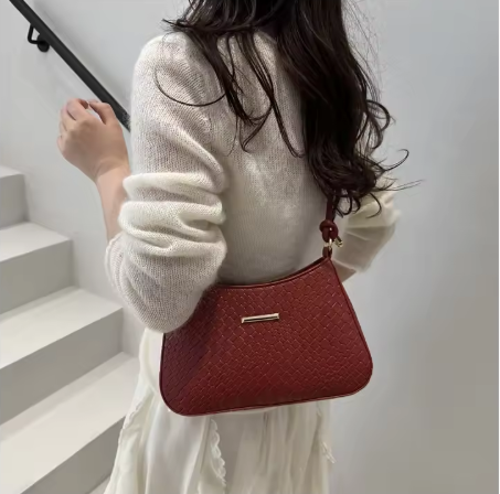 Woman New Woven PU Leather Bags Single Sling Bag