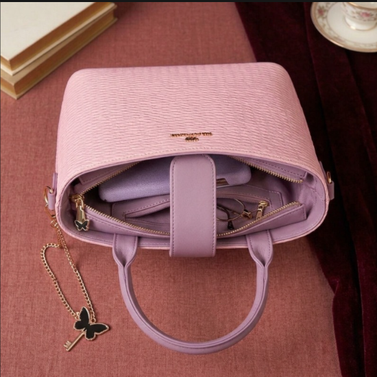 Premium Texture Butterfly Charm Handbag for Women – Elegant Lilac & Pink Tote ZTS-CR-171