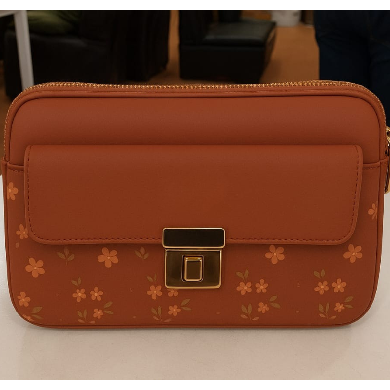 Elegant Mint Pastel Crossbody Bag with Floral Pattern ZTS-CR086