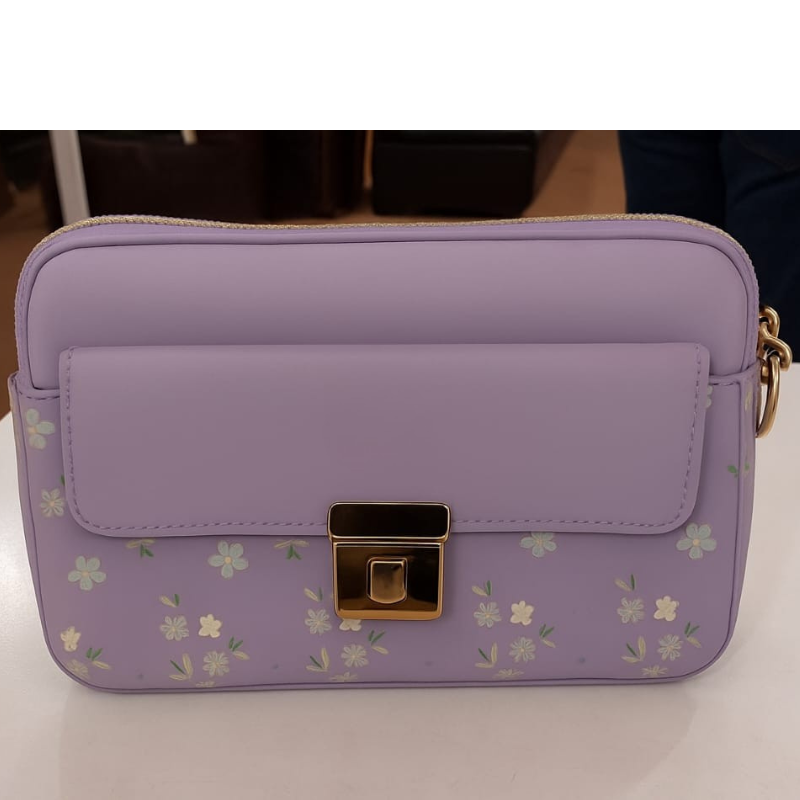 Elegant Mint Pastel Crossbody Bag with Floral Pattern ZTS-CR086