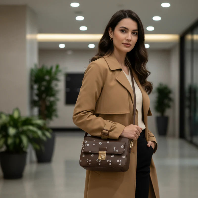 Elegant Mint Pastel Crossbody Bag with Floral Pattern ZTS-CR-086