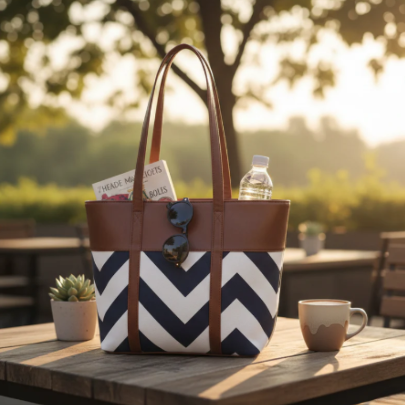 Premium Zig-Zag Pattern Tote Bag | Stylish Women’s Canvas Handbag ZTS-CR-061