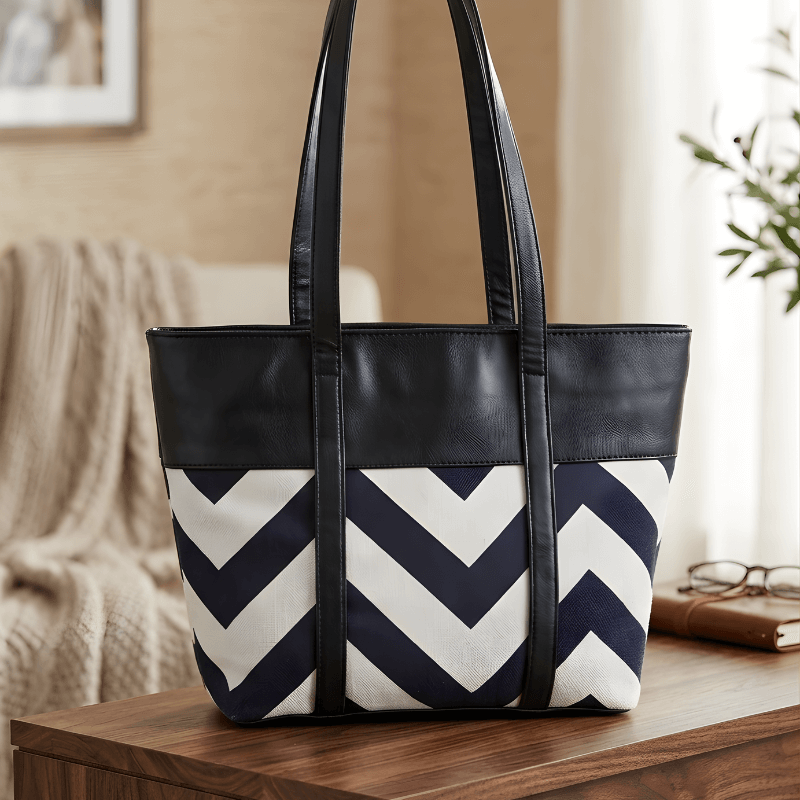 Premium Zig-Zag Pattern Tote Bag | Stylish Women’s Canvas Handbag ZTS-CR-061