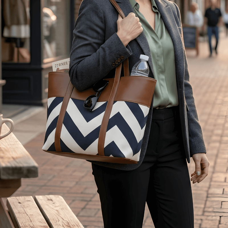 Premium Zig-Zag Pattern Tote Bag | Stylish Women’s Canvas Handbag ZTS-CR-061