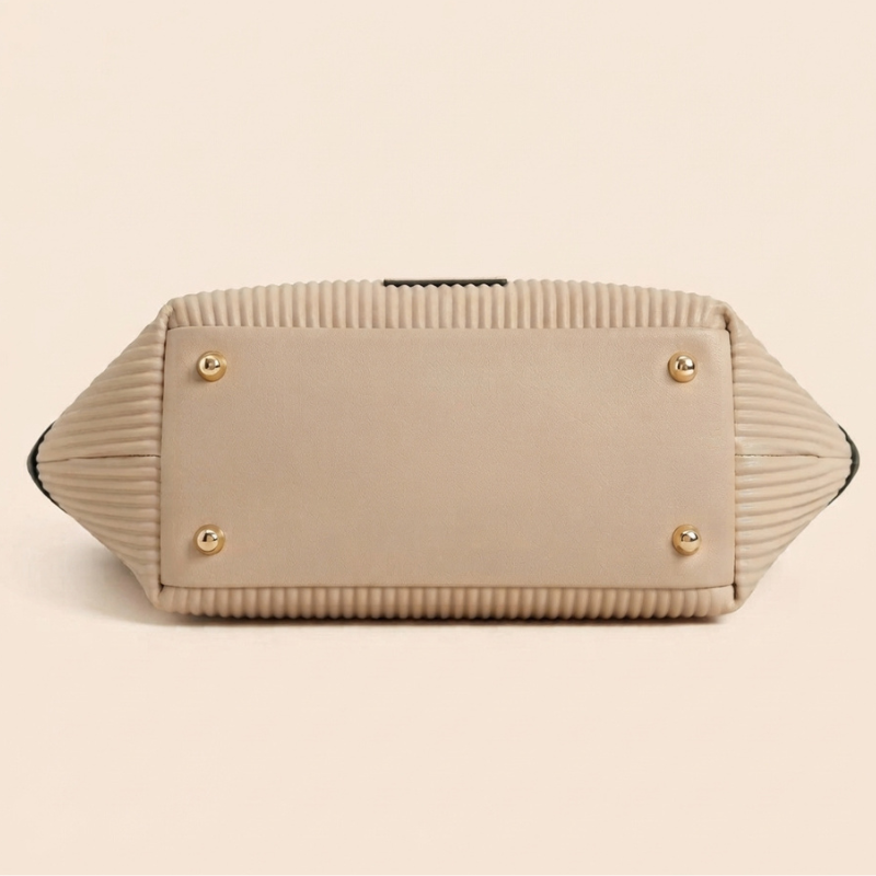 Luxury Ribbon-Accent Pleated Tote Bag (ZTS-CR-045)