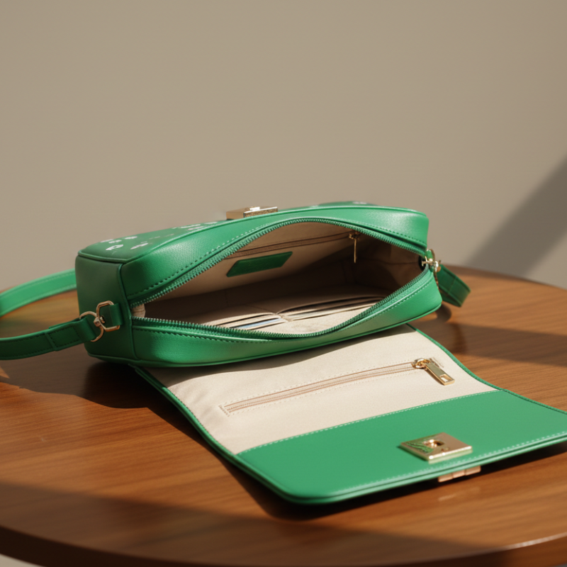 Elegant Mint Pastel Crossbody Bag with Floral Pattern ZTS-CR-086