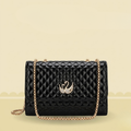 Luxury Quilted Ladies Clutch Crystal Swan Emblem ZTS-CR-157