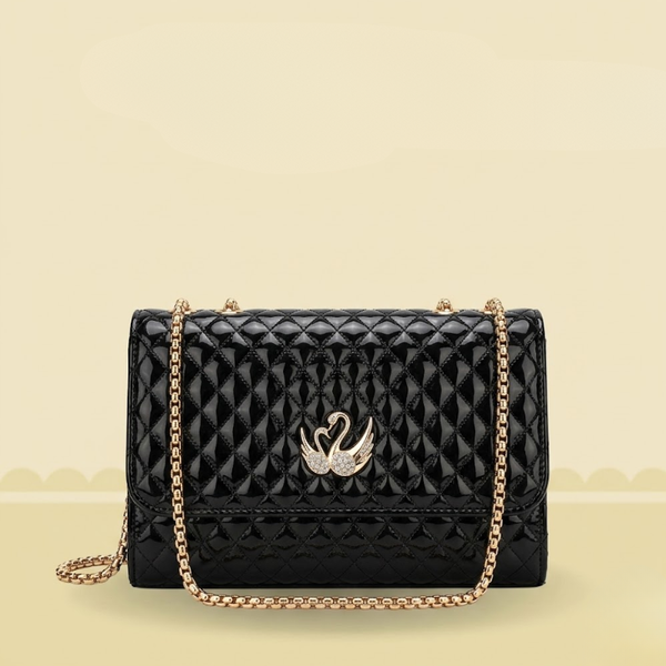 Luxury Quilted Ladies Clutch Crystal Swan Emblem ZTS-CR-157