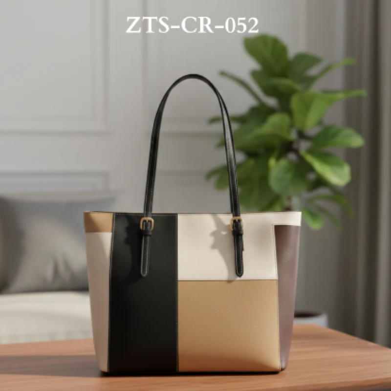 Chic Multi-Color Patchwork Structured Tote Bag ZTS-CR-052
