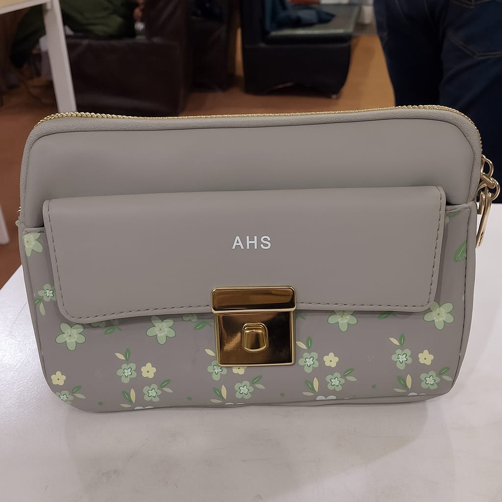 Elegant Mint Pastel Crossbody Bag with Floral Pattern ZTS-CR086