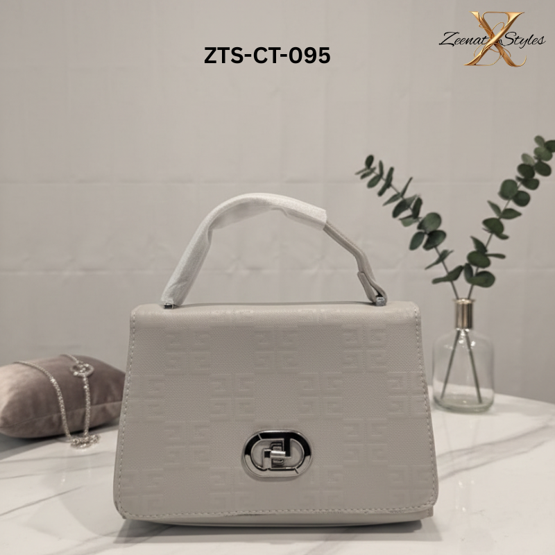 Elegant Monogram Embossed Beige Handbag ZTS_CT-095