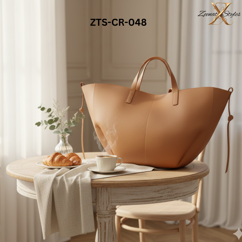 Classic Curved Tote Bag with Matching Wallet ZTS-CR-048