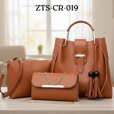 Elegant Trio Tote & Chain Clutch Combo 3Pcs Bag ZTS-CR-019