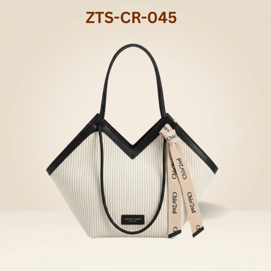 Luxury Ribbon-Accent Pleated Handbag ZTS-CR-045