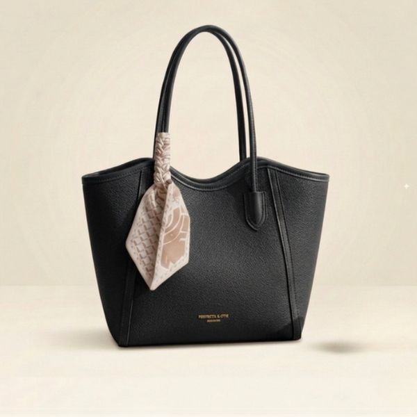 Luxury Beige & Tan Scarf Tote Bag With Scarf Decorated ZTS-CR-078