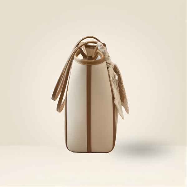 Luxury Beige & Tan Scarf Tote Bag With Scarf Decorated ZTS-CR-078