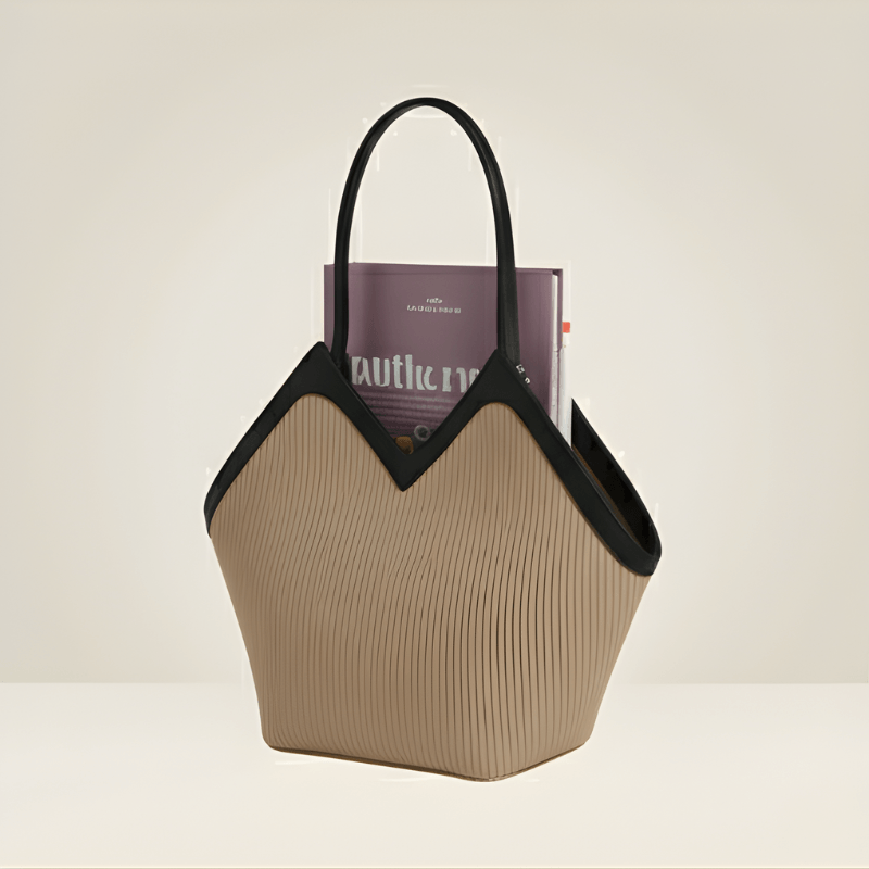 Luxury Ribbon-Accent Pleated Tote Bag (ZTS-CR-045)