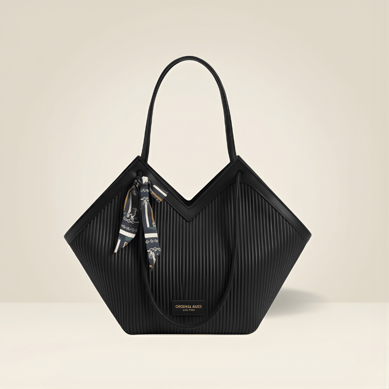 Luxury Ribbon-Accent Pleated Tote Bag (ZTS-CR-045)